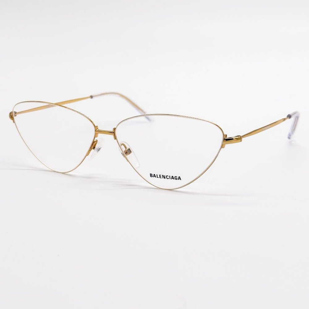 NEW BALENCIAGA EYEGLASSES BB0015O 003 CAT EYE GOLD WOMEN EYEWEAR BALENCIAGA - Picture 3 of 8